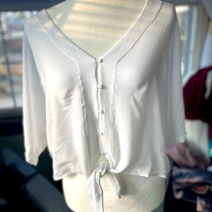 Express Crinkle White Dolman Top